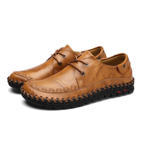 Miesten Nauhalliset Nahkaiset Ulkoilukengät Oxfords Pehmeä Pohja