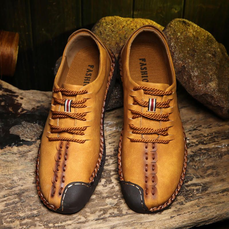 Miesten Pehmeä Käsiompelupohja Casual Business Nahka Oxfords