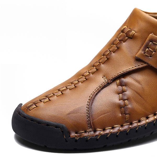 Miesten Pehmeä Pohja Käsinompelu Aitoa Nahkaa Koukkusilmukalla Litteät Oxfords-kengät