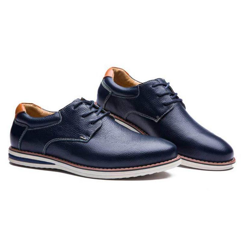 Miesten Pehmeät Aidosta Nahasta Valmistetut Nauhalliset Oxfords-kengät
