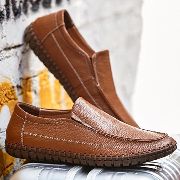 Miesten Puhdasväriset Pehmeät Nahkaiset Sukkahousut Casual Flat Oxfordsissa