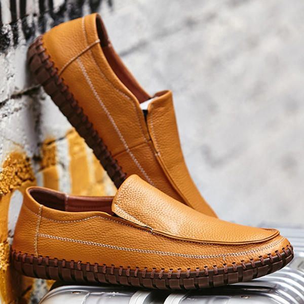 Miesten Puhdasväriset Pehmeät Nahkaiset Sukkahousut Casual Flat Oxfordsissa