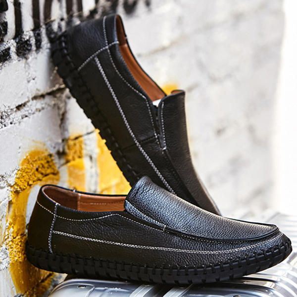 Miesten Puhdasväriset Pehmeät Nahkaiset Sukkahousut Casual Flat Oxfordsissa