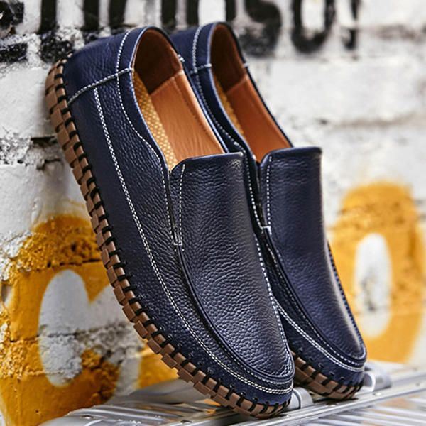 Miesten Puhdasväriset Pehmeät Nahkaiset Sukkahousut Casual Flat Oxfordsissa