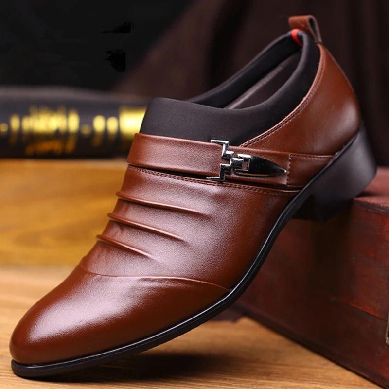 Miesten Pure Color Slip On Casual Pehmeä Business Office Nahka Oxfords