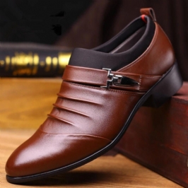 Miesten Pure Color Slip On Casual Pehmeä Business Office Nahka Oxfords