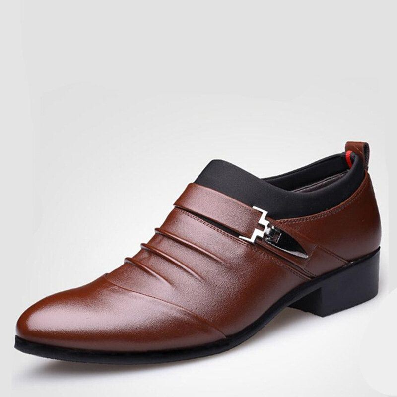 Miesten Pure Color Slip On Casual Pehmeä Business Office Nahka Oxfords