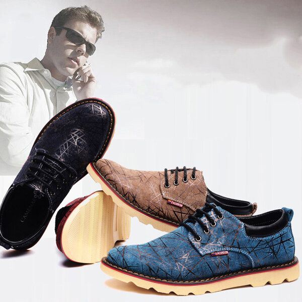 Miesten Rento Hengittävä Mukava Muoti Tasainen Nauhallinen Oxfords-kengät