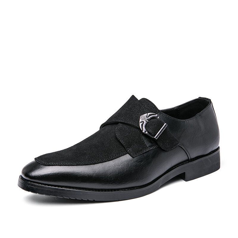 Miesten Retro Metallisolki Nahka Splicing Synteettinen Mokka Mukavat Käytettävät Business Casual Kengät