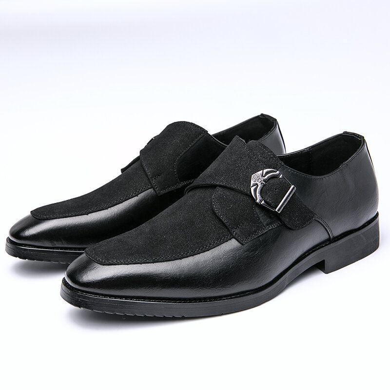 Miesten Retro Metallisolki Nahka Splicing Synteettinen Mokka Mukavat Käytettävät Business Casual Kengät