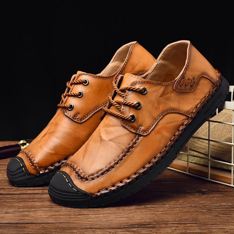 Miesten Törmäyksenestovarvas Aitoa Nahkaa Casual Business Oxfords