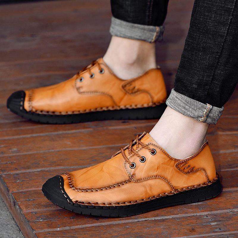 Miesten Törmäyksenestovarvas Aitoa Nahkaa Casual Business Oxfords