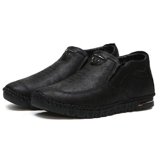 Miesten Vapaa-ajan Mukavat Pehmeät Pohjalliset Käsin Ompelevat Mikrokuituliinahkaiset Oxfords-kengät