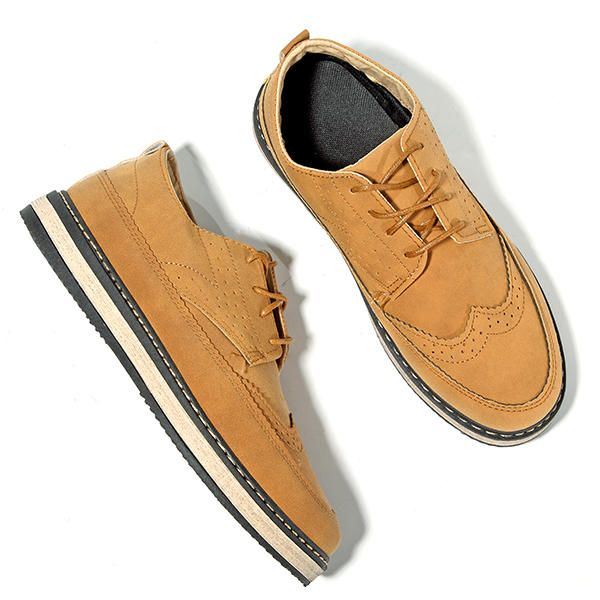 Miesten Vapaa-ajan Retro Brittityyliset Nahkaiset Brogue Oxfords -kengät