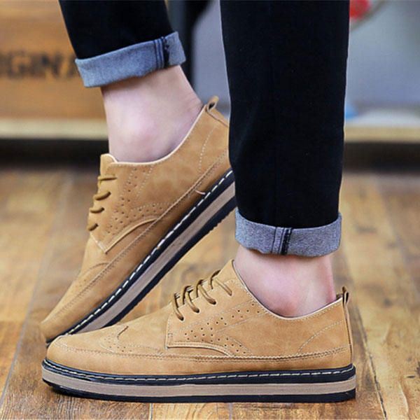Miesten Vapaa-ajan Retro Brittityyliset Nahkaiset Brogue Oxfords -kengät