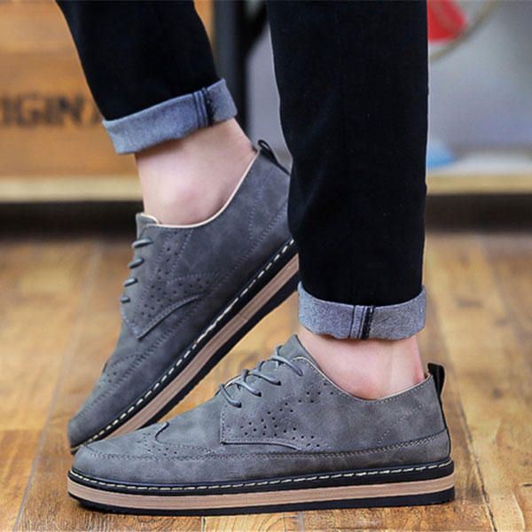 Miesten Vapaa-ajan Retro Brittityyliset Nahkaiset Brogue Oxfords -kengät