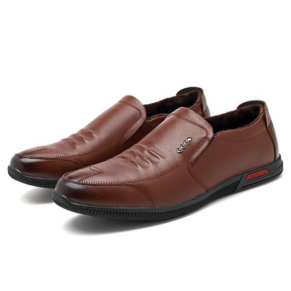 Pehmeä Pohja Lämmin Vuori Aitoa Nahkaa Business Oxfords Slip On -kengät Miehille