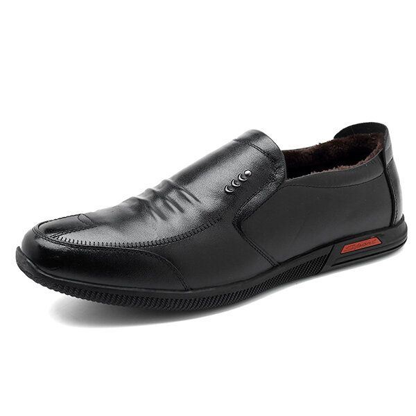 Pehmeä Pohja Lämmin Vuori Aitoa Nahkaa Business Oxfords Slip On -kengät Miehille