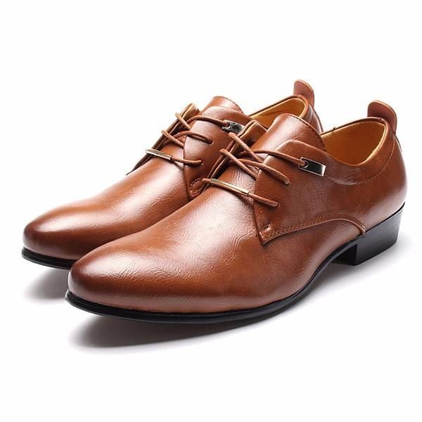 Suuri Koko Miesten Työmekko Kengät Terävä Nahka Oxfords